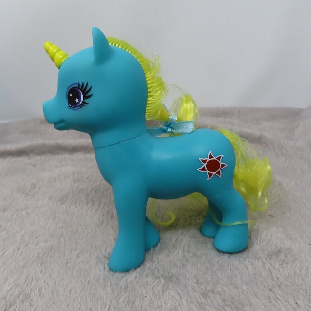 Vintage My Little Pony Fakie China Blue Unicorn With Sun Tattoo 1981 Toy Figure‎
